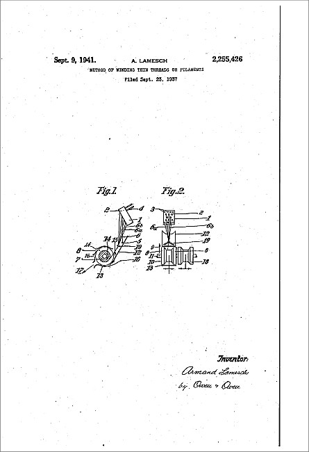 Patent A. Lamesch Metoda nawijania cienkich nici lub włókienek