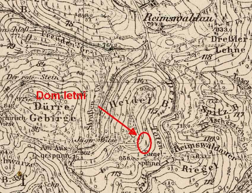 Fot 2. Fragment mapy 5363 Friedland 1936 z położeniem obiektu