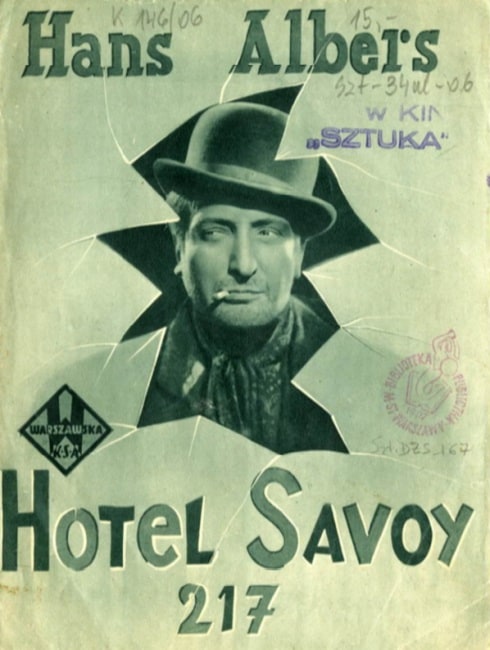 Fot 6. Strona pierwsza programu kinowego filmu "Hotel Savoy 217"